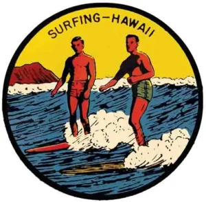 Surfing In Hawaii yellow round